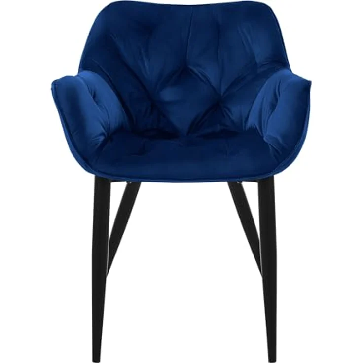 ML-DESIGN Stuhl Esszimmerstuhl mit Rückenlehnen und Armlehnen aus Samt mit Metallbeine (6 St), Ergonomischer Sessel Dunkelblau Wohnzimmerstuhl Polsterstuhl – Bild 4
