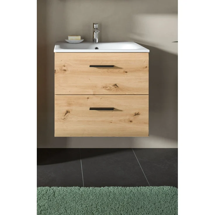 Waschtisch inkl. Waschbecken (B/H/T: 60x55x46 cm) in Artisan Oak Nachbildung und Artisan Oak Nachbildung – Bild 6