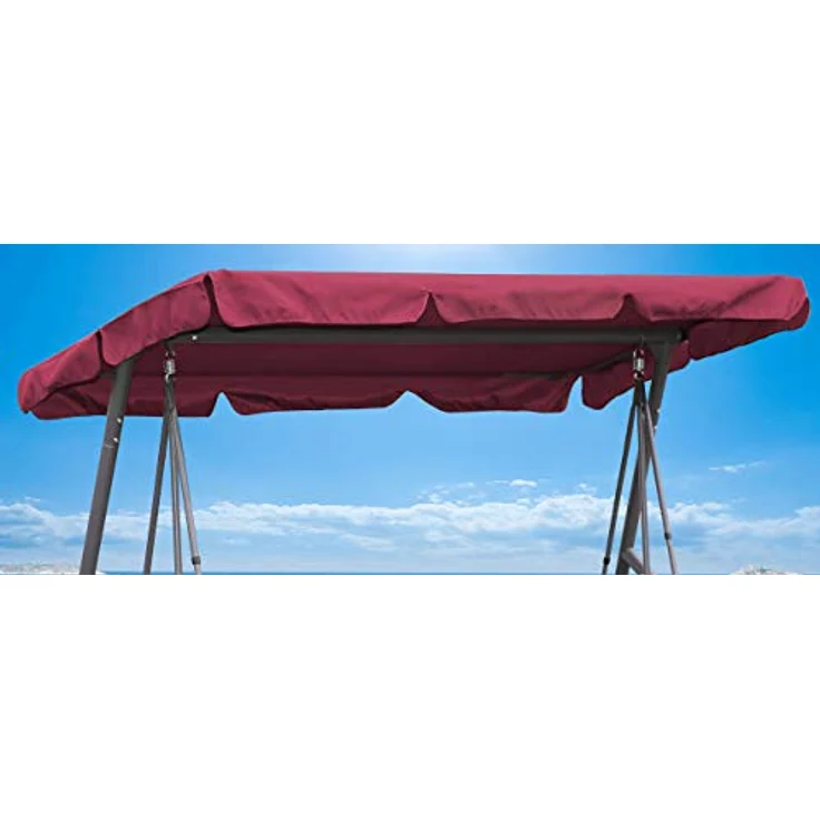 Hollywoodschaukel Dachbezug 200x145 cm Bordeaux Wasserdicht | Universal Ersatzdach Gartenschaukel 3 Sitzer | UV 50 Schaukel Dach Ersatz Bezug – Bild 10