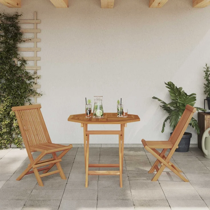 vidaXL Garten Essgruppe 3 pcs Braun Massivholz Akazie 3385962 – Bild 3