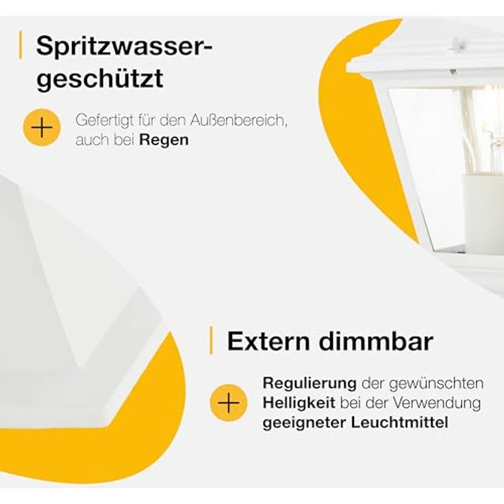 Brilliant spritzwassergeschützte Pollerleuchte - Sockelleuchten für Außen - 1x E27 max. 40W - für den Garten aus Metall/Glas, in weiß - 37 Höhe – Bild 5