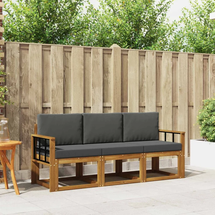 vidaXL Outdoor-Sofagarnitur 3 stk. 3-Sitzer Natur und Anthrazit 3365950 – Bild 1