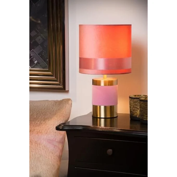 Lucide Frizzle 10500/81/66, Nachttischlampe im Vintage-Stil mit Stoffschirm und Satinband – Bild 5