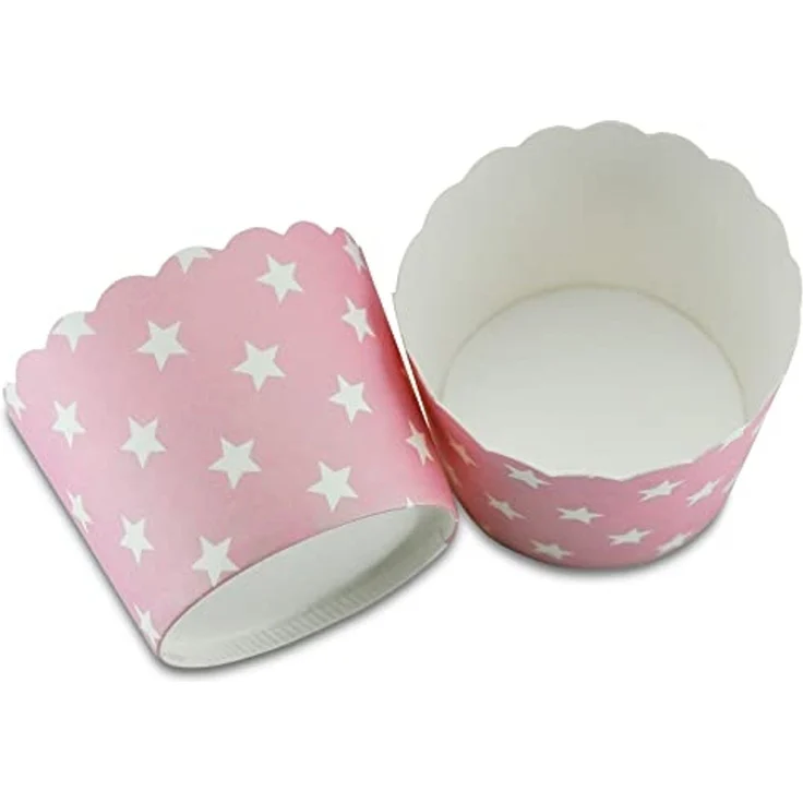 Frau WUNDERVoll Muffinform Muffin Backformen, klein Durchmesser 5 cm, rosa mit weissen Sternen, (25-tlg) – Bild 3