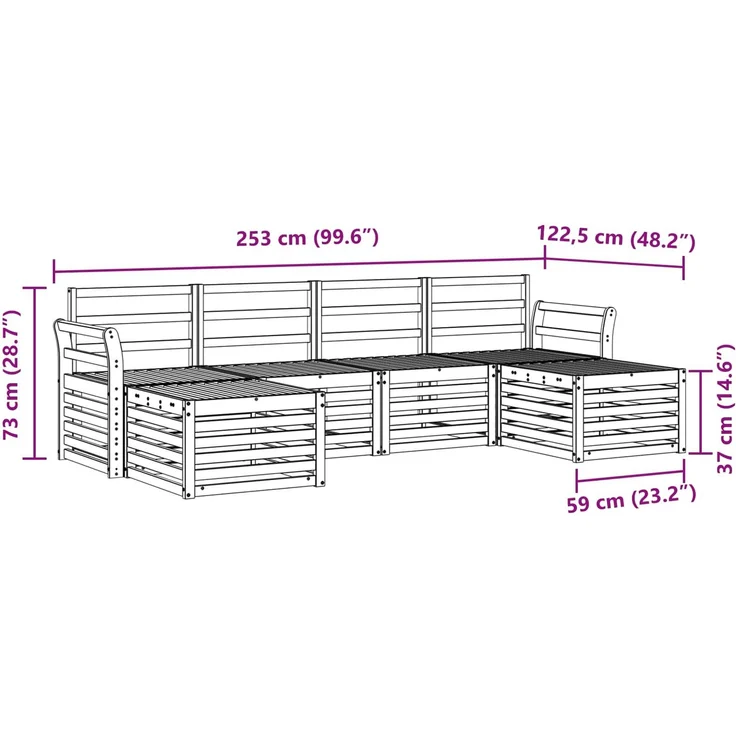 vidaXL Outdoor-Sofagarnitur 6 stk. 6-Sitzer Natur Massivholz Akazie 3375249 – Bild 8