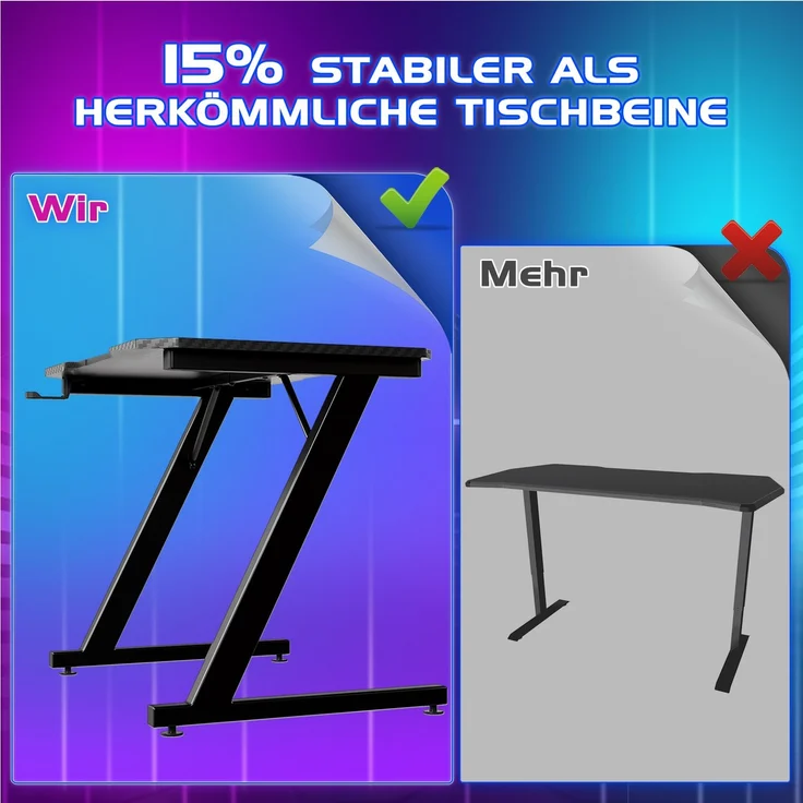 Devoko Gaming Tisch Holzwerkstoff und Metall Schwarz 80 x 52 x 72 cm – Bild 4