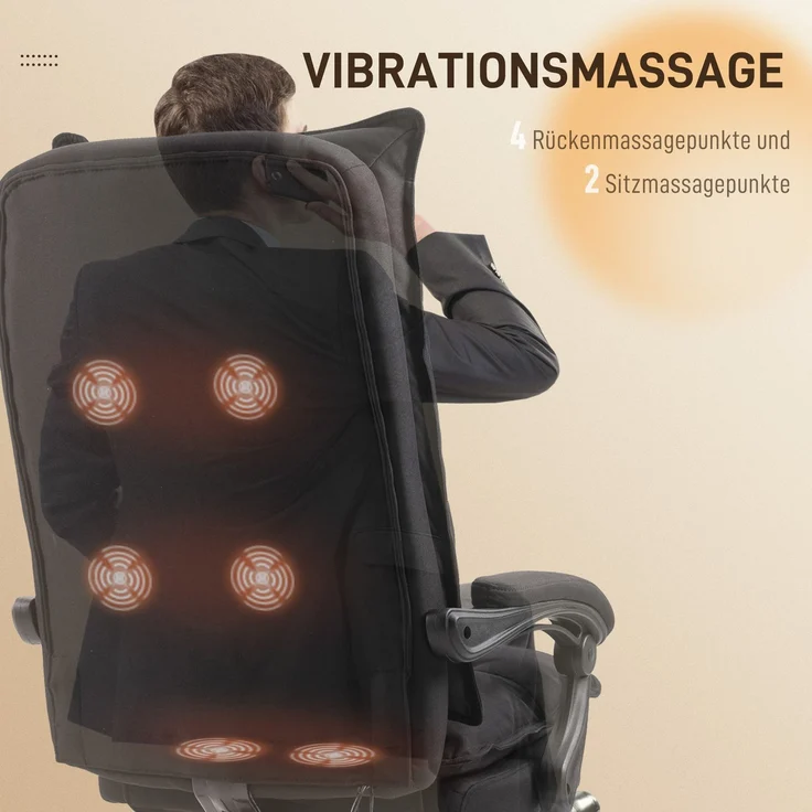 MELAYR, Bürostuhl mit Massagefunktion, 70 x 62 x 130 cm, Schwarz – Bild 6