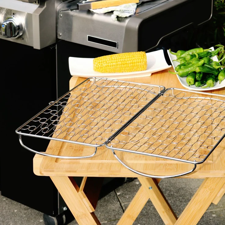 bremermann Grillkorb dehnbar // Edelstahl // 42 x 23,5 cm // für ganzen Fisch, Fleisch, Gemüse – Bild 4