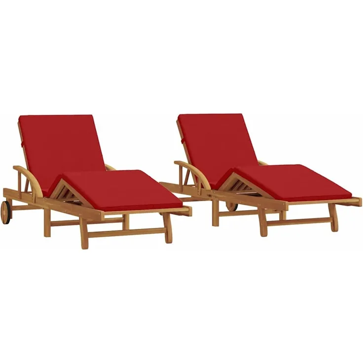 vidaXL Sonnenliege 2 pcs Rot 200 x 67 x 84cm Massivholz Akazie 3325180