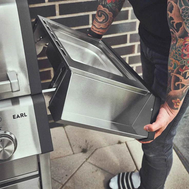 BURNHARD® Gasgrill 3-Brenner inkl. Heckbrenner, mit Edelstahl Grillrost & inkl. stabiler Abdeckhaube, Seitenkochfeld mit Infrarot Keramikbrenner - EARL - Silber - #946622 – Bild 9