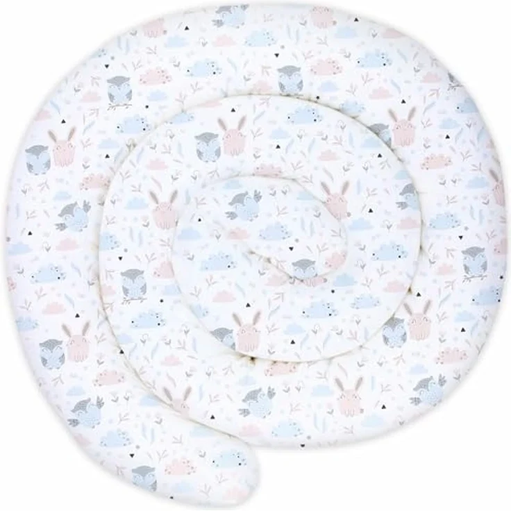 Totsy Baby XXL Bettschlange Bettkissen Stillkissen Bettrolle Bettkantenschutz Zierkissen Bettumrandung Schlange XL Handmade Hellgrau mit Eulen 200 cm Oeko-Tex-Zertifikat – Bild 1