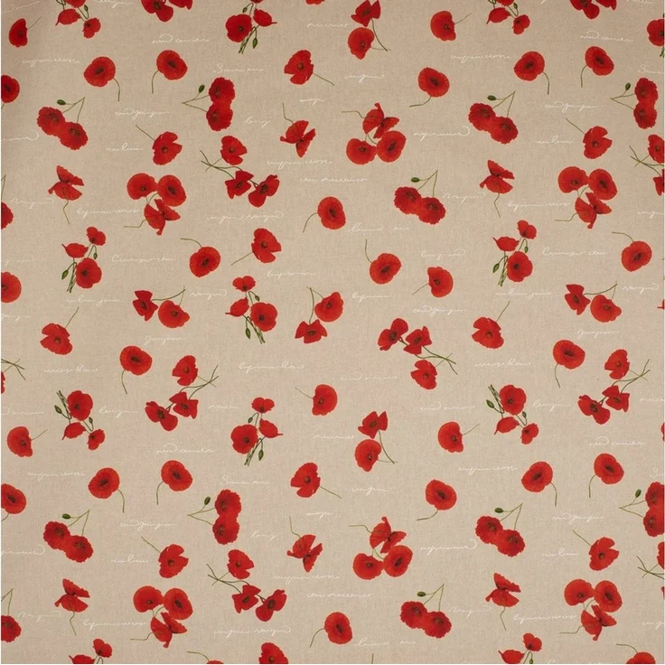 SCHÖNER LEBEN. Tischläufer SCHÖNER LEBEN. Tischläufer Mohnblumen Schriftzug natur rot grün weiß, handmade – Bild 4