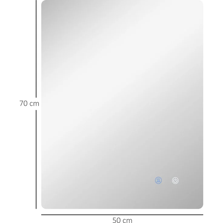 Badezimmerspiegel mit regulierbarer LED-Beleuchtung, Touch-Schaltern und Antibeschlagfunktion, 70 x 50 cm – Bild 5
