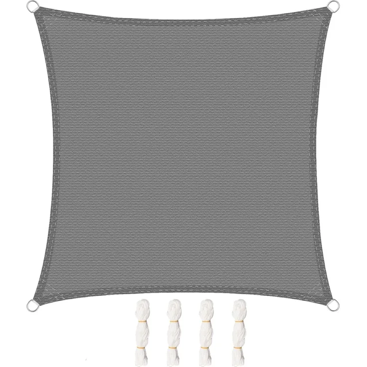 WOLTU Sonnensegel Sonnenschutz HDPE Windschutz UV Schutz Grau 3,6x3,6 m
