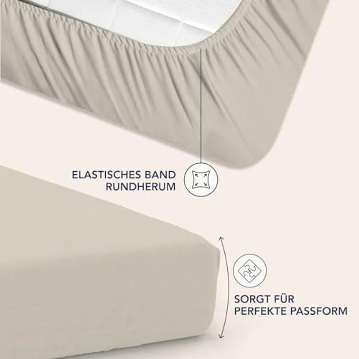 Dreamzie Spannbettlaken 90x200 cm - 35 cm Tiefe Tasche - 100% Mikrofaser Bettlaken - Beige, Schadstoffgeprüft(Oeko TEX), Bettlaken mit Gummizug – Bild 4