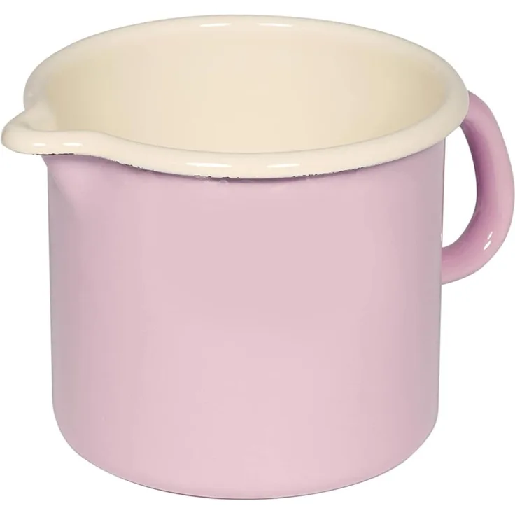 RIESS 0040-006 Schnabeltopf 12 cm, 1 L, Emaille, Bunt/Pastell, Rosa / Milchtopf