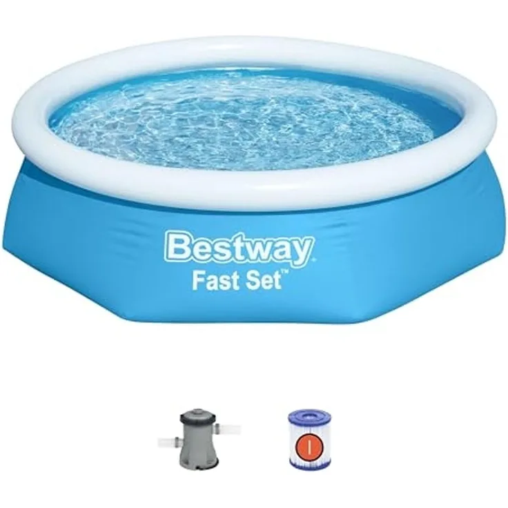 Bestway® Fast Set™ Aufblasbare Pool Set - 244 x 76 cm - Mit Filterpumpe 1.880 L