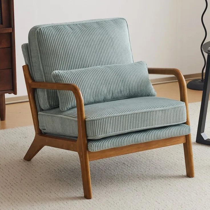 VINGLI Cocktailsessel, Moderner loungesessel, Sessel mit Massivholz, Lesesessel, bis 200 kg belastbar, Cord-Stoff