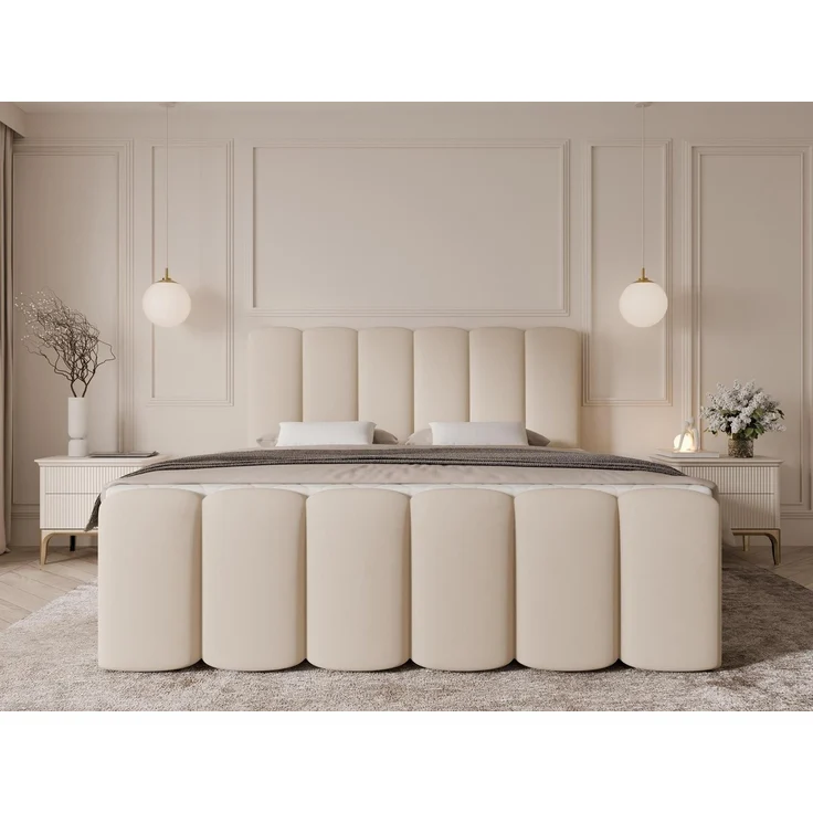 Compleo Boxbett Wolkenbett, Bequem H3 CAOBA, Doppelbett gepolstertes Kopfteil mit Bettkasten – Bild 2