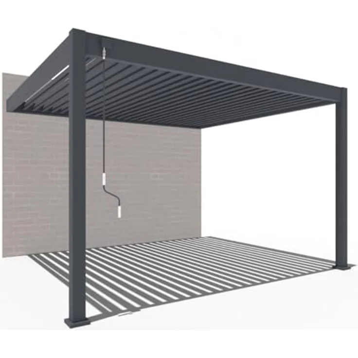 Weide Deluxe Wand-Pavillon | Voll-Alu-Pavillon | 3x4 M | Lamellendach anthrazit | Wall Pergola – Bild 1