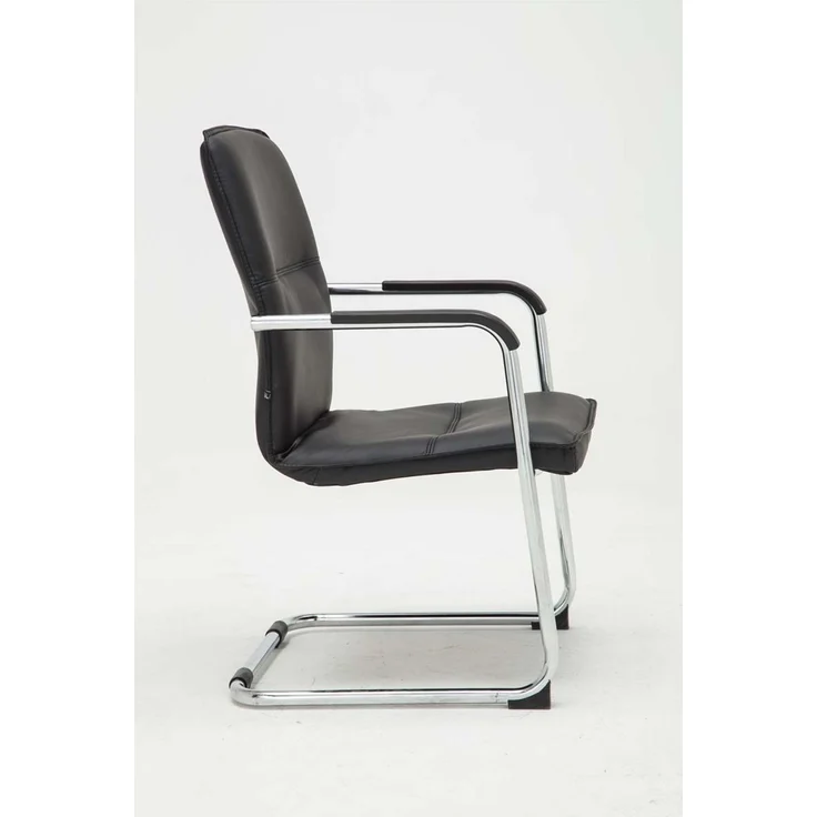 2er Set Besucherstuhl SEATTLE - 92x56x60cm, Schwarz Kunstleder Metall in Chromoptik Gestell Konferenzstuhl Wartezimmerstuhl – Bild 3