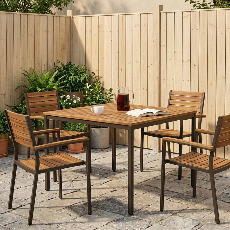 vidaXL Gartentisch NAARDEN Natur und Kaffee 110 x 108,5 x 75 cm 901318 – Bild 1