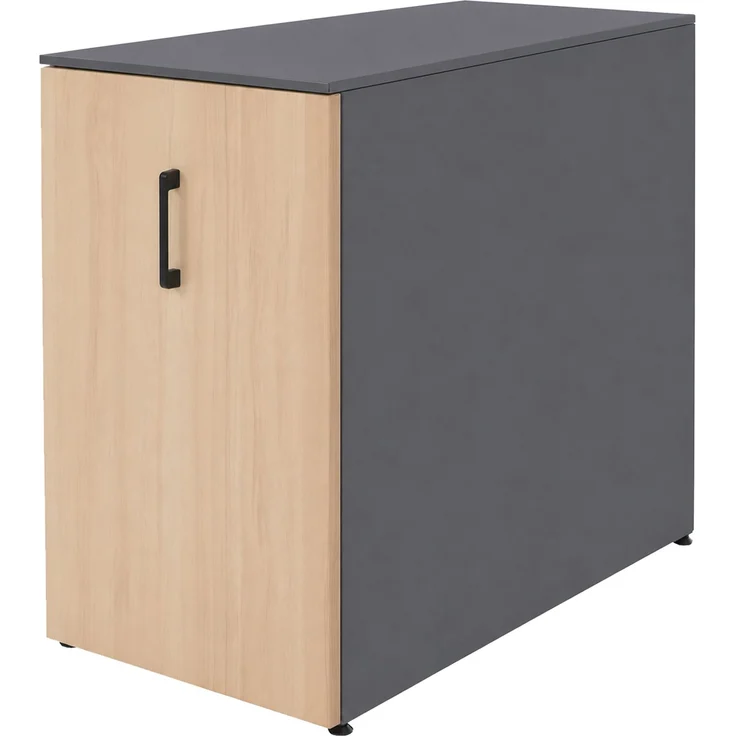 Aktenschrank HWC-Q27, Büroschrank Stahlschrank, Stützrad Staufächer, Metall 74x43x80cm ~ dunkelgrau, Holzfront – Bild 9