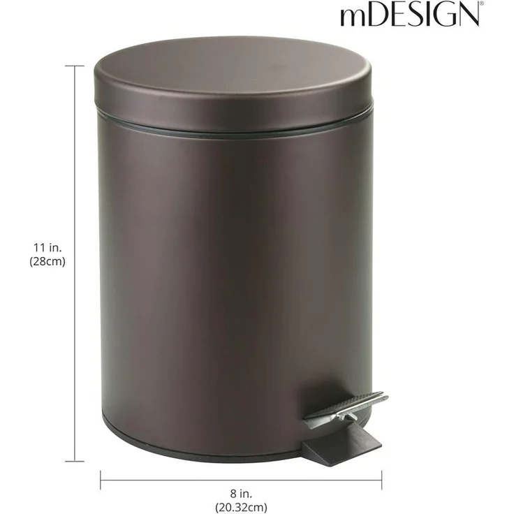 mDesign Tretmülleimer Abfalleimer Mülleimer Deckel Inneneimer 5L Metall Bronze – Bild 2