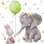 Little Deco 'Hase & Elefant mit grünen Ballon' Wandtattoo