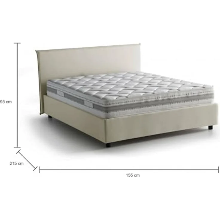 Talamo Italia - Doppelbett Bernadette, Stoffbett mit Stauraum, Frontöffnung, inklusive Matratze 140x200 cm, 100 % Made in Italy, Beige – Bild 2
