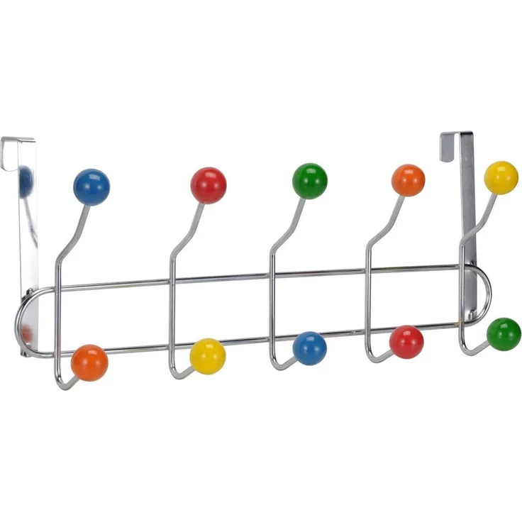 Spetebo Garderobenleiste Metall Garderobenleiste mit 10 bunten Haken - 42cm (Inhalt, 1 St, Leiste mit 10 Haken), bunte Haken, farbenfroh
