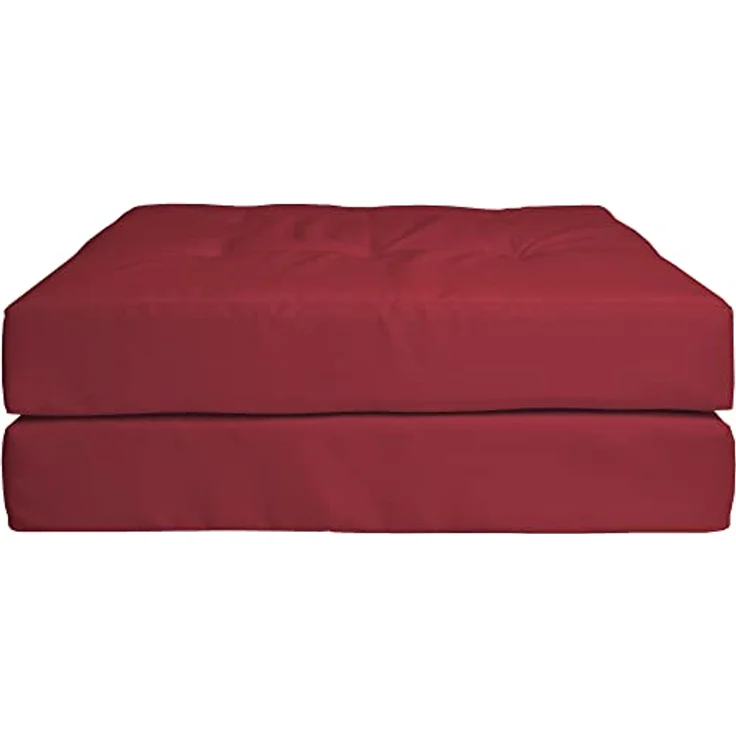 Beautissu Palettenkissen Elements, Rot, Textil, 80x15x120 cm, bequeme Flockenfüllung mit Karo-Struktur und Zierknöpfen – Bild 7