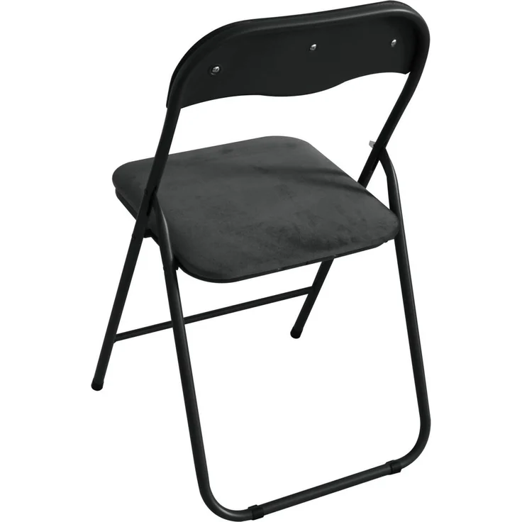 Metall Klappstuhl mit Samtbezug schwarz gepolstert Beistellstuhl Camping – Bild 4
