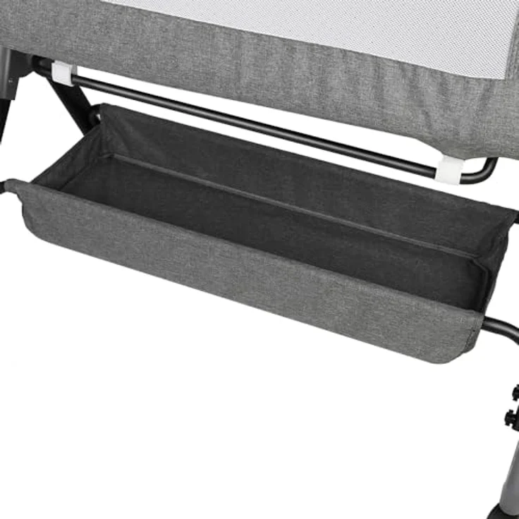 HUOLE 3 in 1 Beistellbett & Babywiege & Reisebett, 4-stufig Höhenverstellbares Babybett, neigbar, Kinderbett, Stubenwagen für Babys bis 25kg belastbar-104 * 52 * 100-110cm – Leinengrau – Bild 6