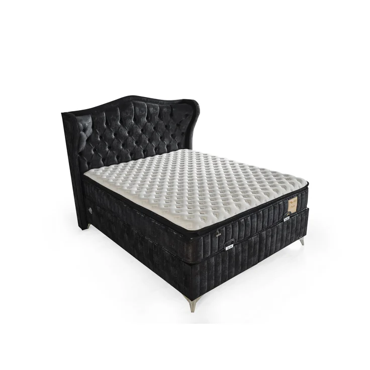 Schlafzimmer-Set "Lavendia" – Bett mit Bettkasten, Nachttisch und Matratze-Anthrazit – Bild 9