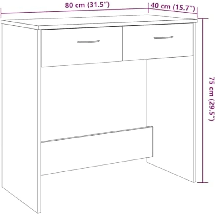 vidaXL Schreibtisch Altholz-Optik 80x40x75 cm Holzwerkstoff 855992 – Bild 4