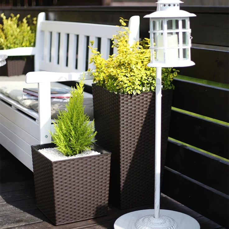 KADAX Blumentopf, Blumentopf mit Einsatz, hoher Blumenständer, Größe 37 cm, braun, Garten – Bild 9