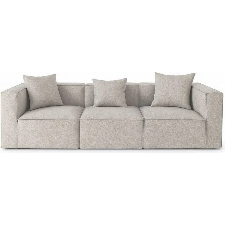 ebuy24 Sofa Box 3-Sitzer Sofa, 3 Dekokissen hellgrau. – Bild 1