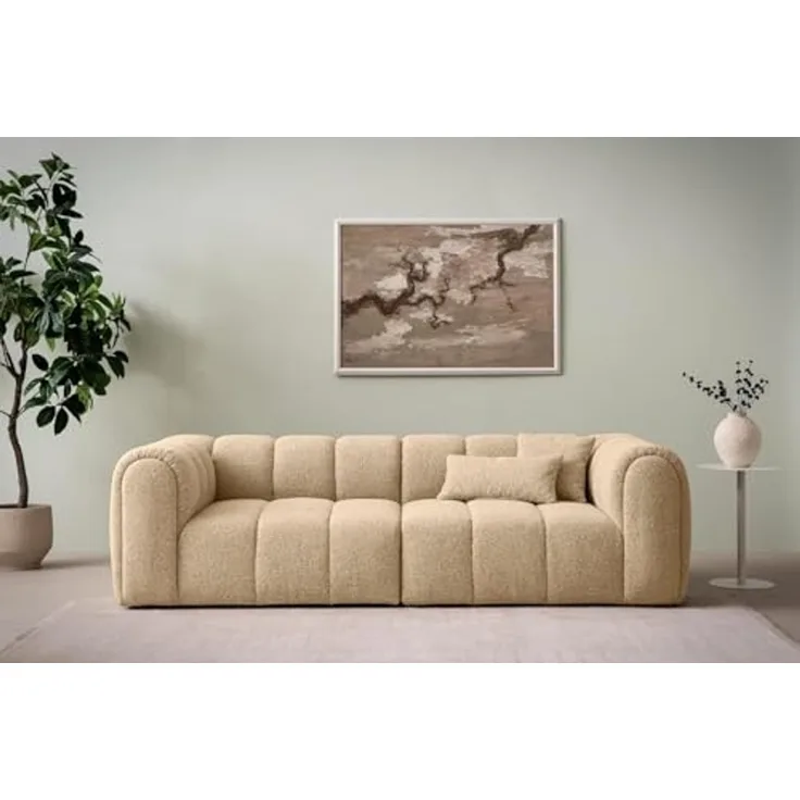 DOMO. collection Sofa 800 020, 3-Sitzer Bigsofa mit Taschenfederkern, 3er Couch, Modulsofa, Polstergarnitur, 118 x 254 x 69 cm (BxTxH), beige