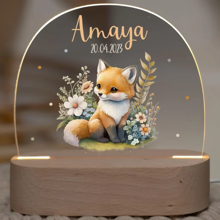 Kidsmood Nachtlampe mit Wunschnamen, Individuelle Nachttischlampe Kinder, Niedliches Nachtlicht für Babys, Personalisierte Geschenke für Babys, Geschenk zur Geburt