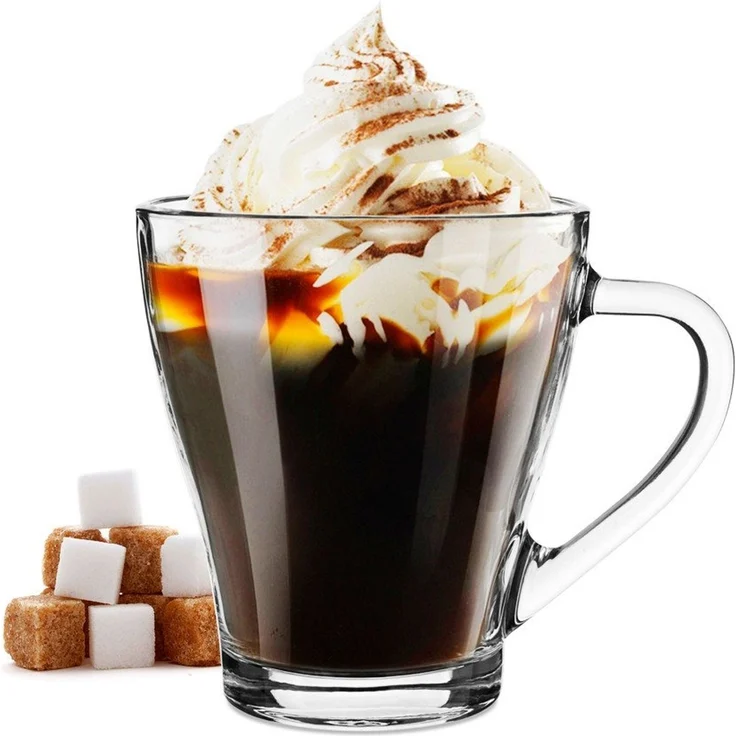KONZEPT Teeglas mit Henkel XL Set 360 ml Kaffeegläser Transparent Glühweingläser, 6-tlg, Set 4/6 tlg. für Heiße Getränke, spülmaschinenfest – Bild 2