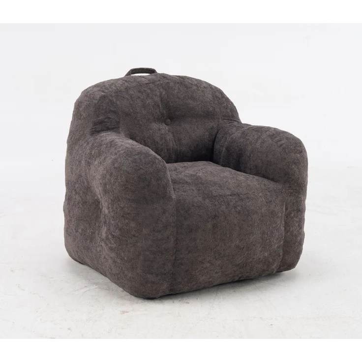 Sitzsack-Sessel in Dunkelgrau 95cm×95cm×79cm mit Armlehnen und ergonomischer Rückenlehne – Bild 3