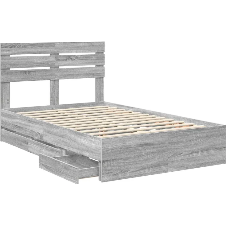 vidaXL Bettrahmen Graues Sonoma 120x190 cm Ingenieurs Holz 3411523 – Bild 4