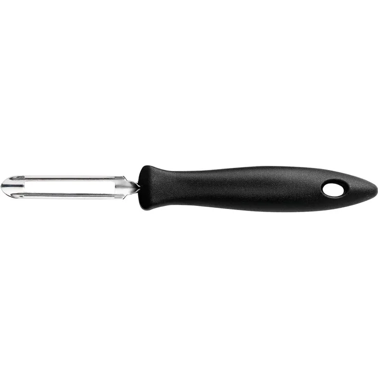 Fiskars Essential Beweglicher Schäler, Sparschäler, Gemüseschäler, Küchenschäler, Küchenhelfer, Kunststoff / Edelstahl, 6 cm, 1023787
