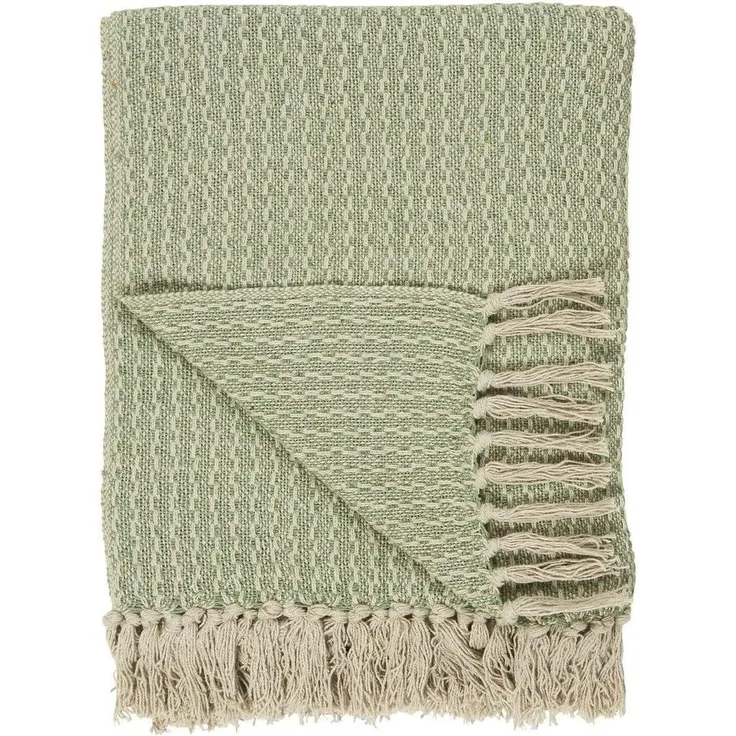 Ib Laursen - Decke Plaid Kuscheldecke Wohndecke 130x160cm Grün Creme 6510-22