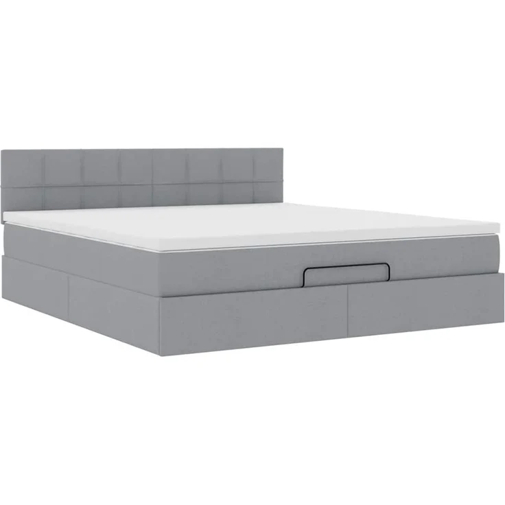 vidaXL Ottoman-Bett mit Matratze Hellgrau 160x200 cm Stoff 3311470 – Bild 4