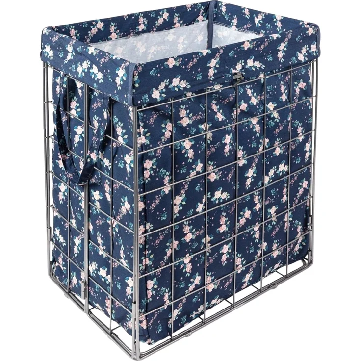 Wäschesammler 90 Liter Volumen mit Metallgestell und herausnehmbarem Wäschesack 48 x 33 x 58 cm – Bild 1