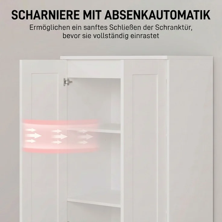 HOMCOM Küchenschrank, 2 Türen mit Soft-Close, 5 Einlegeböden davon 2 verstellbar, Spanplatte, Weiß, 60 x 36,5 x 175 cm, mit Kippschutz – Bild 5