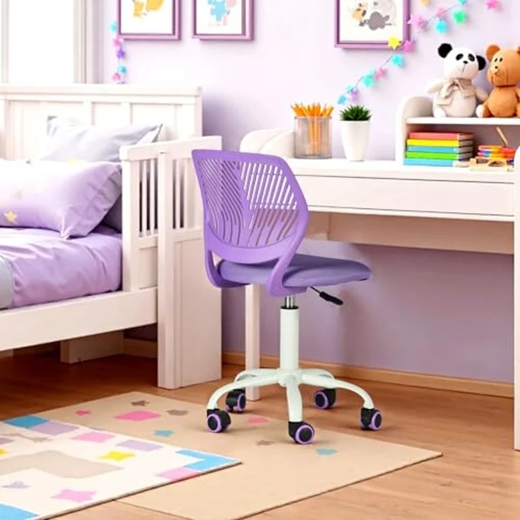 FurnitureR Kinder Sessel Drehstuhl Höhenverstellbar Drehbar 360 Grad Stuhl mit Rückenlehne Stoff SGS Gasfeder Bunte PU Rollen – Bild 1
