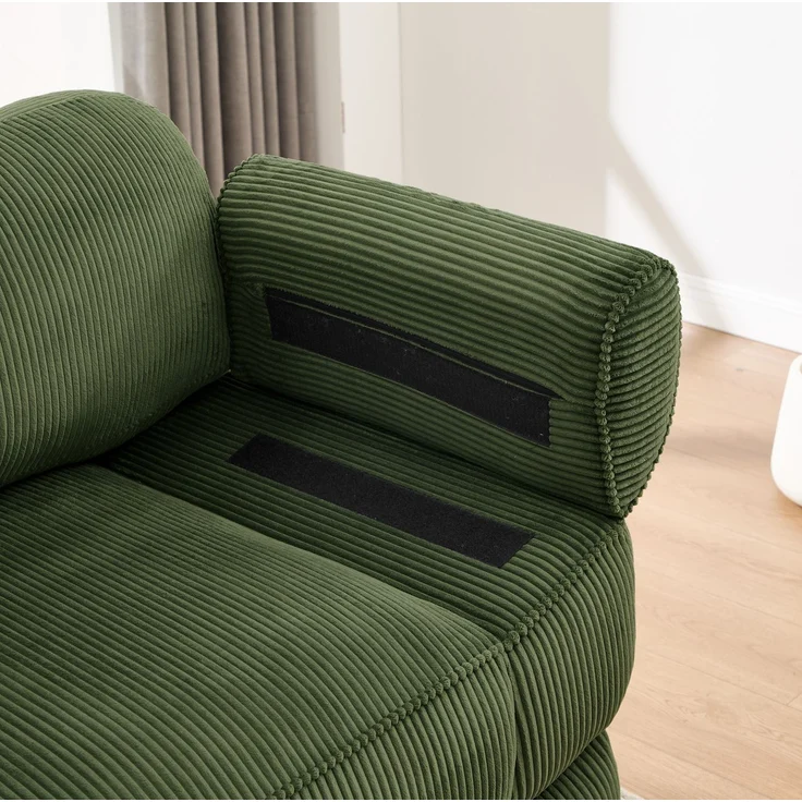 Modulsofa 265x161x94 cm in Grün mit Cordbezug, Hocker und flexibel kombinierbaren Elementen – Bild 9